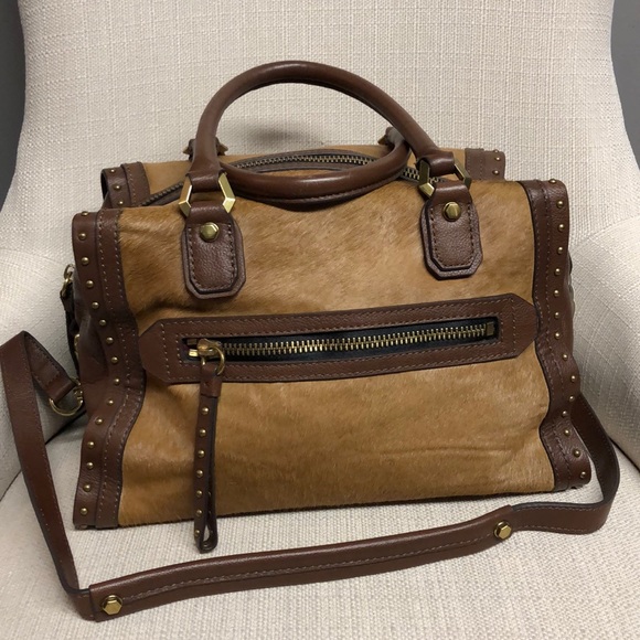 orYANY Handbags - RARE orYany Calf Hair LG Brown Leather Satchel